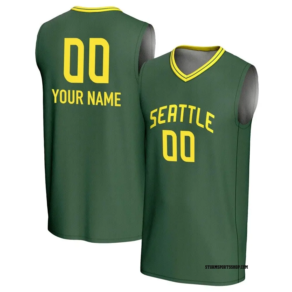 Men's Custom ＃00 Replica Green Seattle Storm Lightweight Jersey