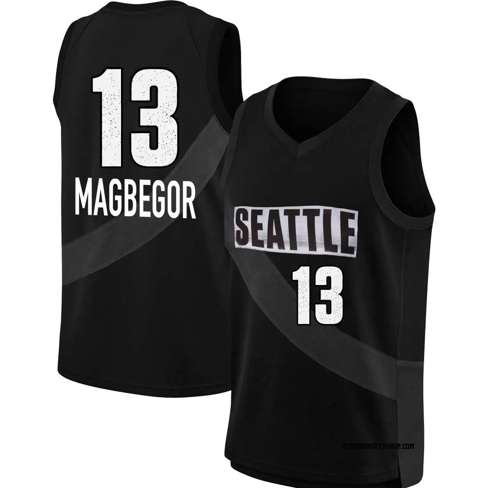 Men's Ezi Magbegor ＃13 Rebel Edition Victory Black Seattle Storm 2021 Jersey