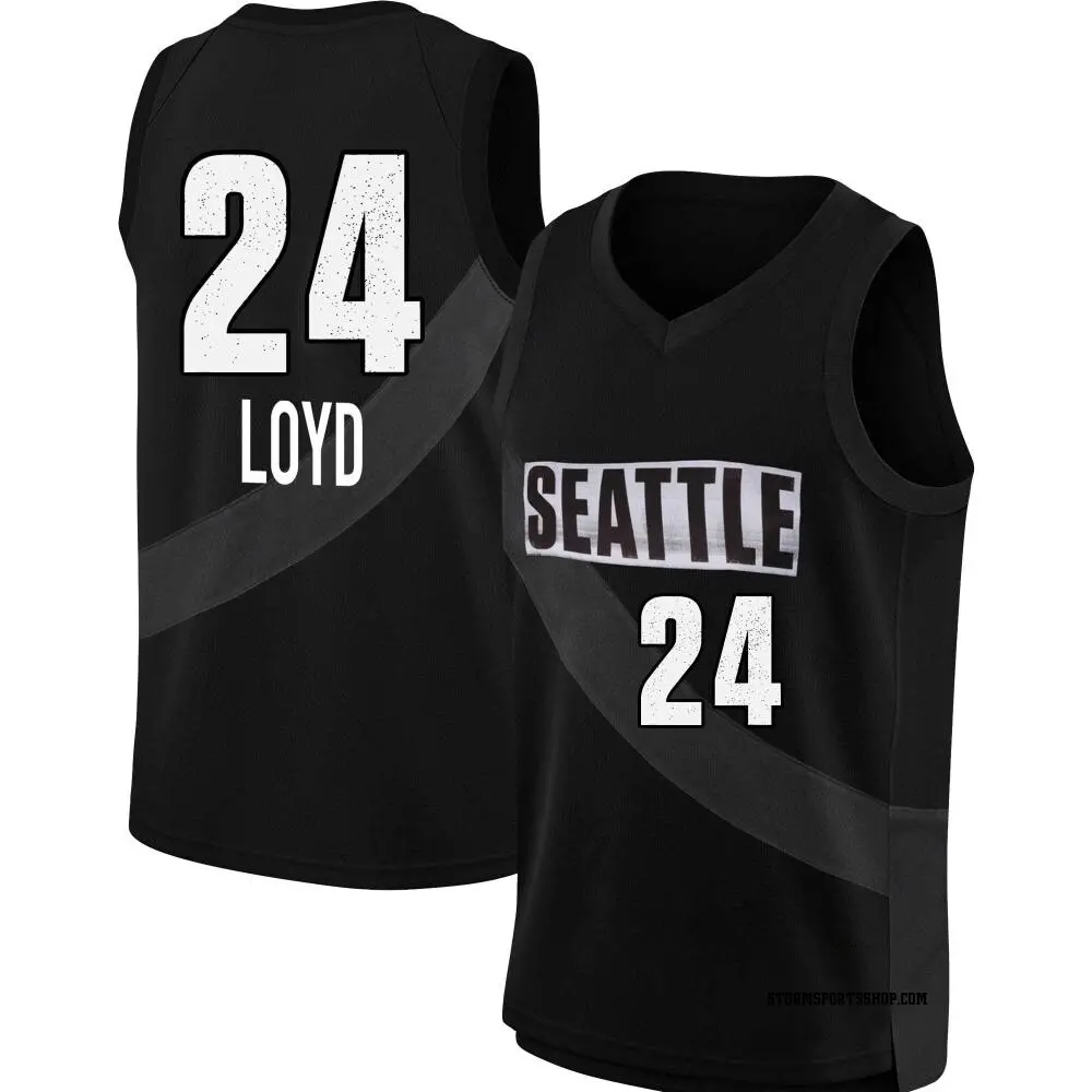 Men's Jewell Loyd ＃24 Rebel Edition Victory Black Seattle Storm 2021 Jersey