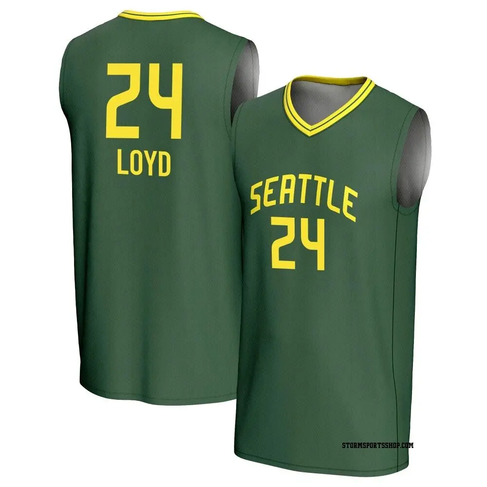 Men's Jewell Loyd ＃24 Replica Green Seattle Storm Lightweight Jersey