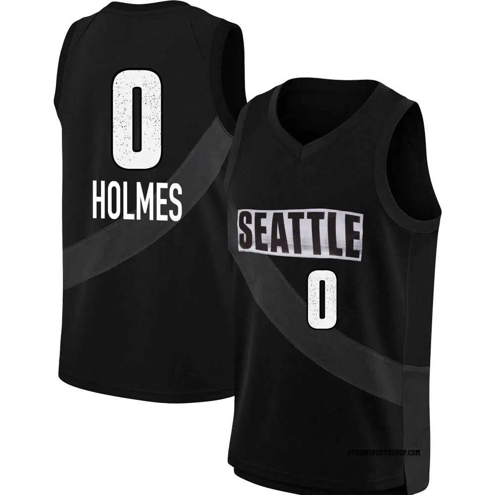 Men's Mackenzie Holmes ＃0 Rebel Edition Victory Black Seattle Storm 2021 Jersey