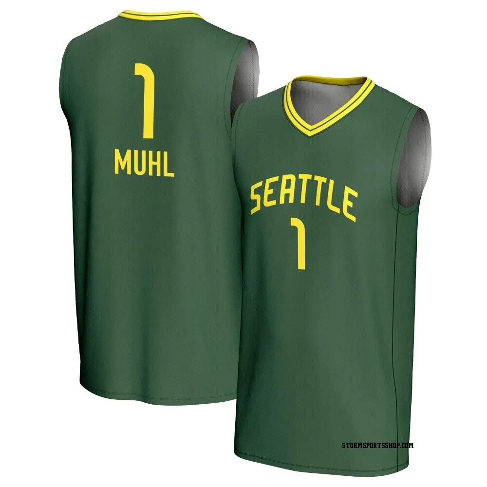 Men's Nika Muhl ＃1 Replica Green Seattle Storm Lightweight Jersey