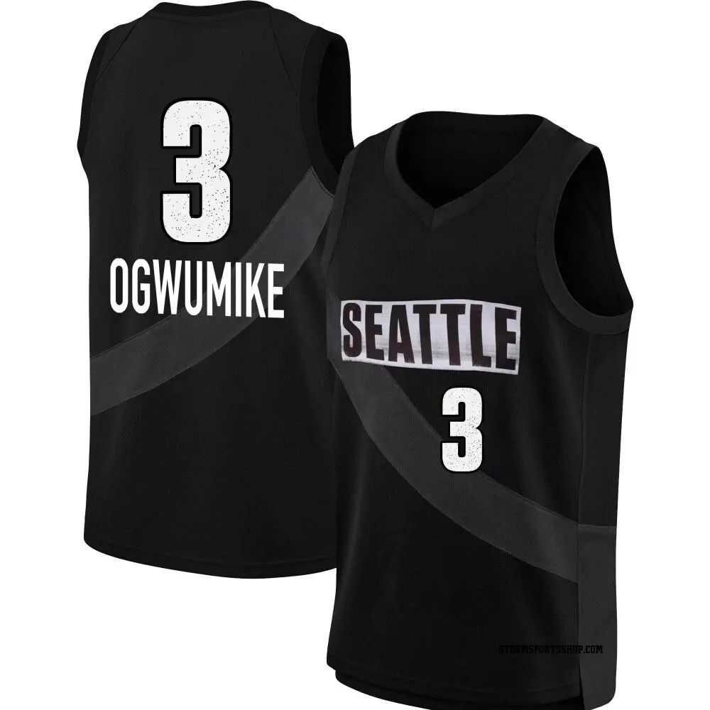 Men's Nneka Ogwumike ＃3 Rebel Edition Victory Black Seattle Storm 2021 Jersey