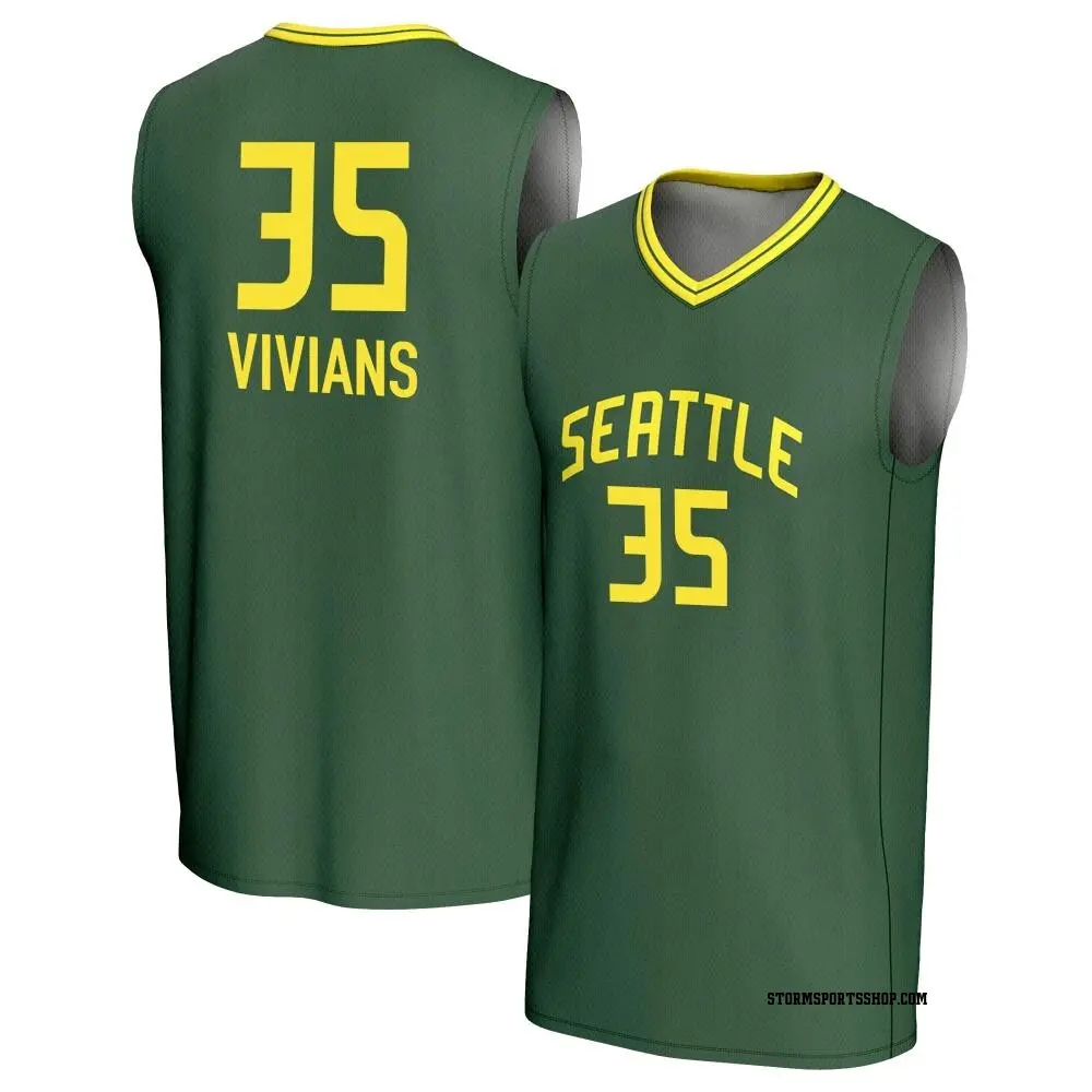 Men's Victoria Vivians ＃35 Replica Green Seattle Storm Lightweight Jersey