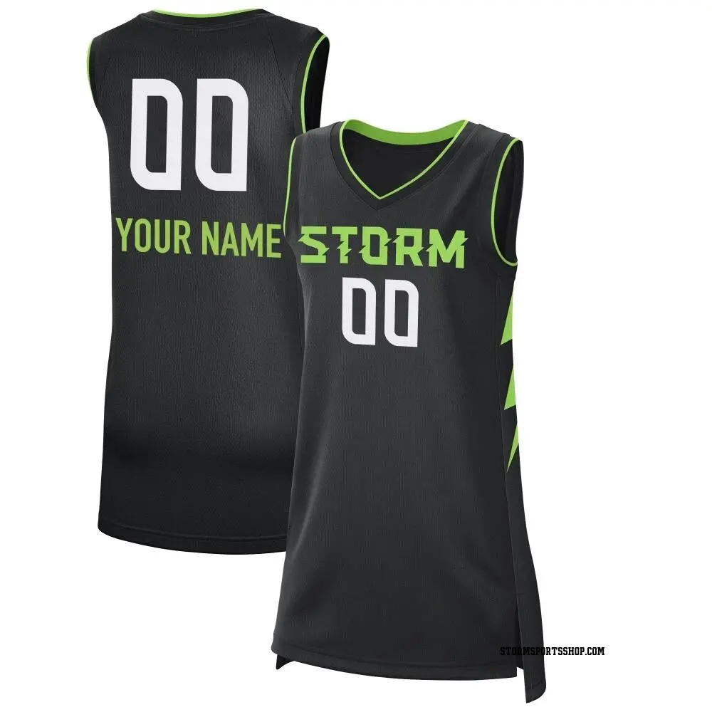 Women's Custom ＃00 Black Seattle Storm 2024 Rebel Edition Jersey