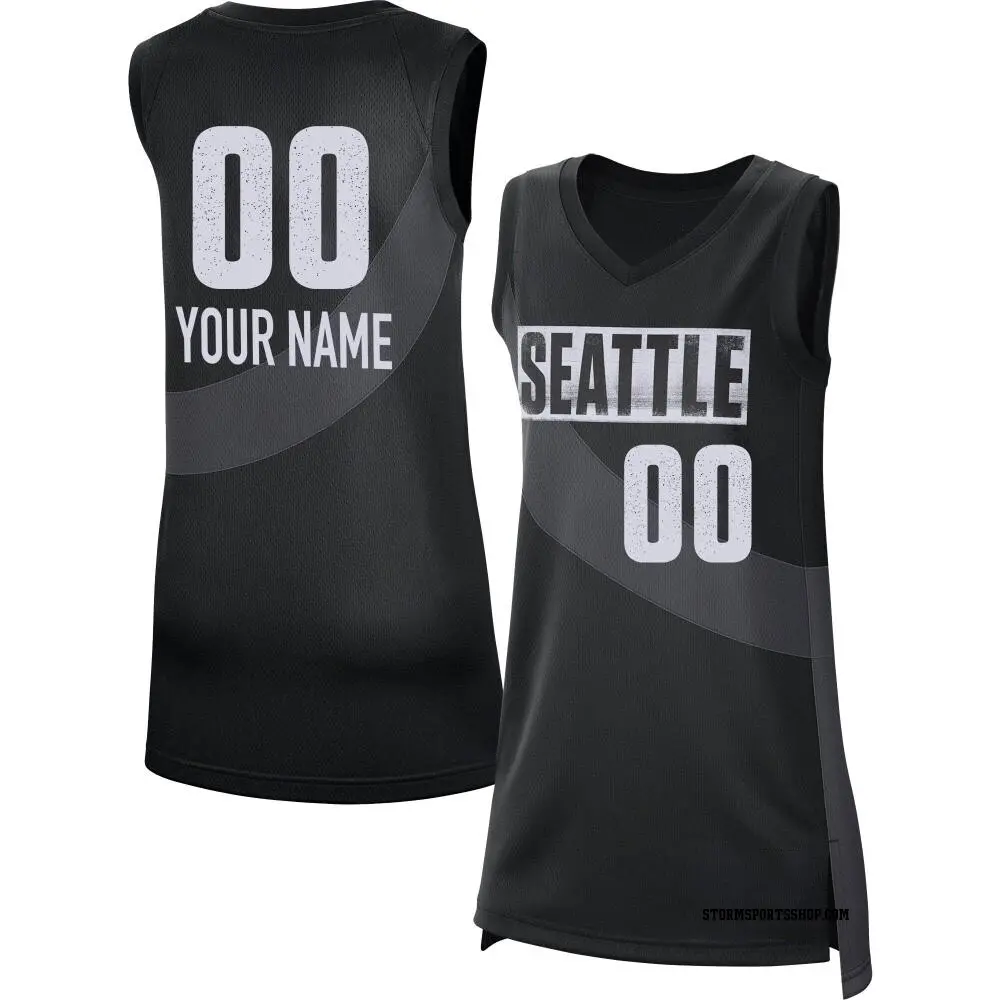 Women's Custom ＃00 Rebel Edition Victory Black Seattle Storm 2021 Jersey