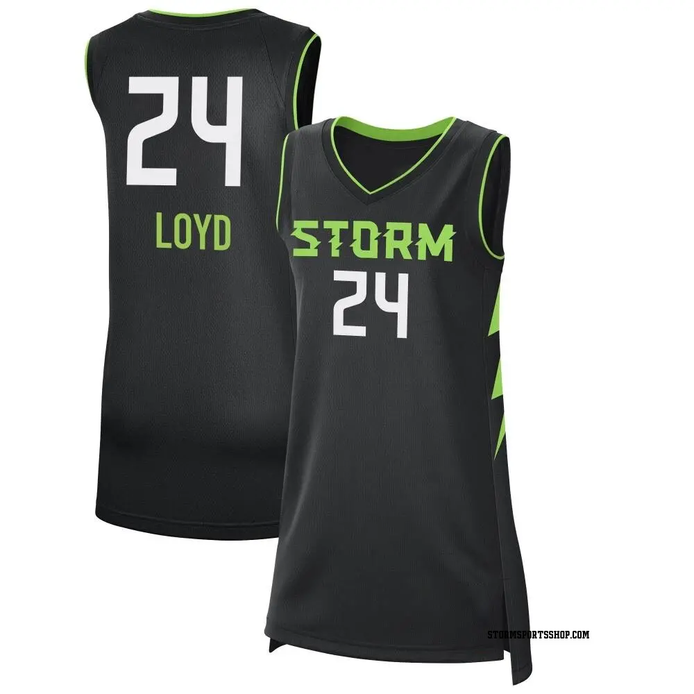 Women's Jewell Loyd ＃24 Black Seattle Storm 2024 Rebel Edition Jersey