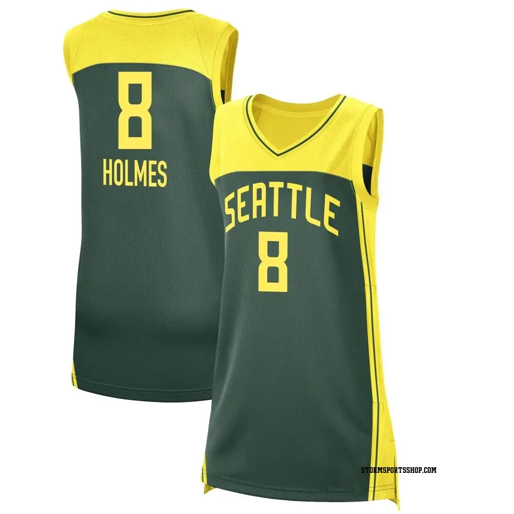 Women's Joyner Holmes ＃8 Explorer Edition Victory Green Seattle Storm 2021 Jersey