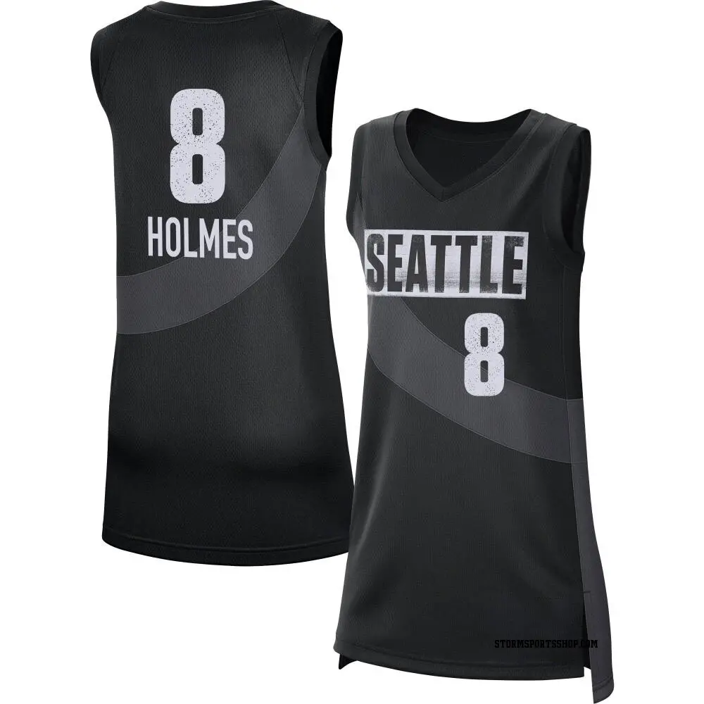 Women's Joyner Holmes ＃8 Rebel Edition Victory Black Seattle Storm 2021 Jersey