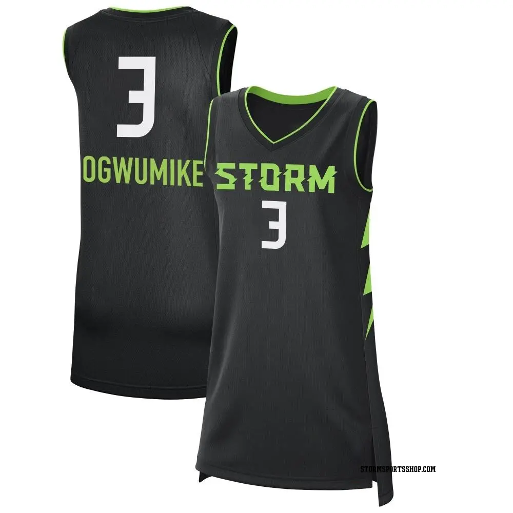 Women's Nneka Ogwumike ＃3 Black Seattle Storm 2024 Rebel Edition Jersey