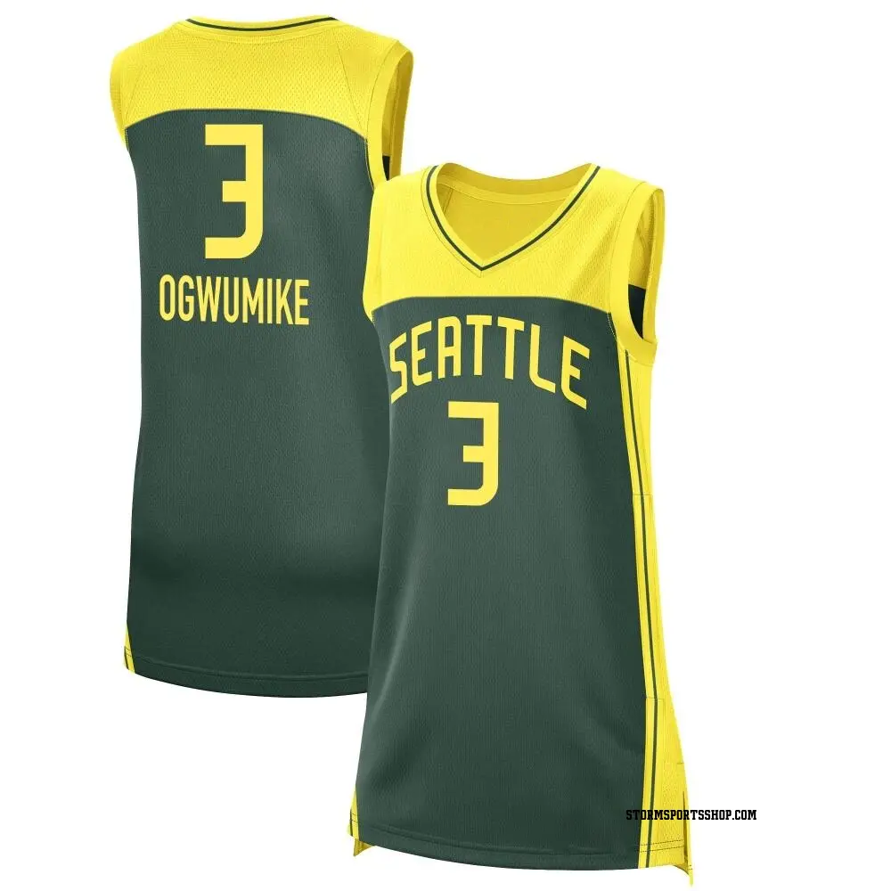 Women's Nneka Ogwumike ＃3 Explorer Edition Victory Green Seattle Storm 2021 Jersey