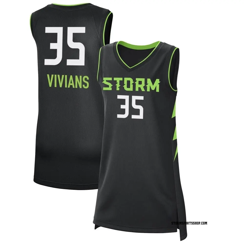 Women's Victoria Vivians ＃35 Black Seattle Storm 2024 Rebel Edition Jersey