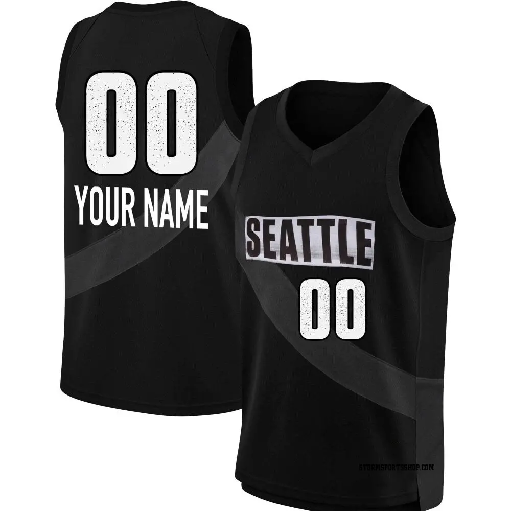 Youth Custom ＃00 Rebel Edition Victory Black Seattle Storm 2021 Jersey